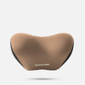 Black and grey memory foam car lumbar support pillow and matching headrest cushion on a car seat.