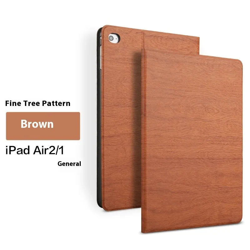 Sapphire blue imitation leather iPad protective cover with integrated sleep bracket standing upright.