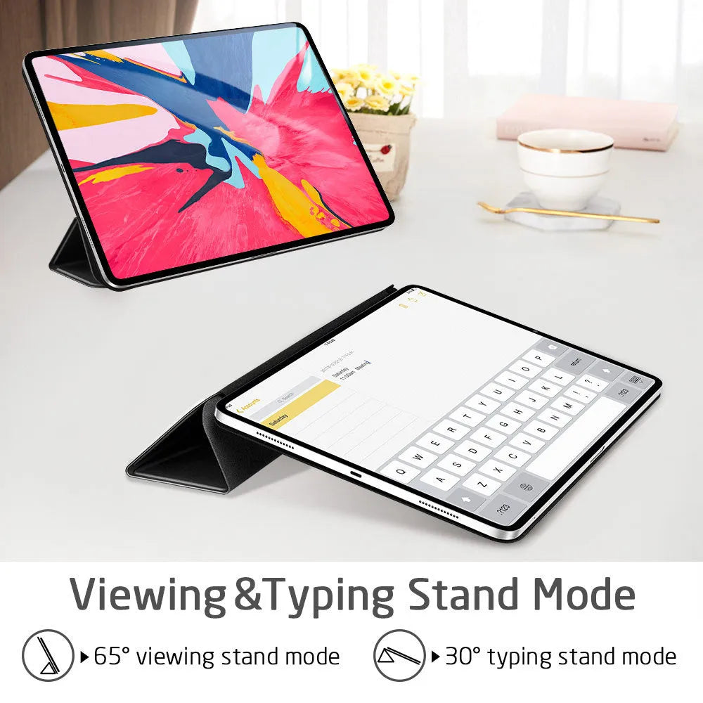 Magnetic smart case for iPad Pro 11 2018 release with trifold stand and rubberized cover in black