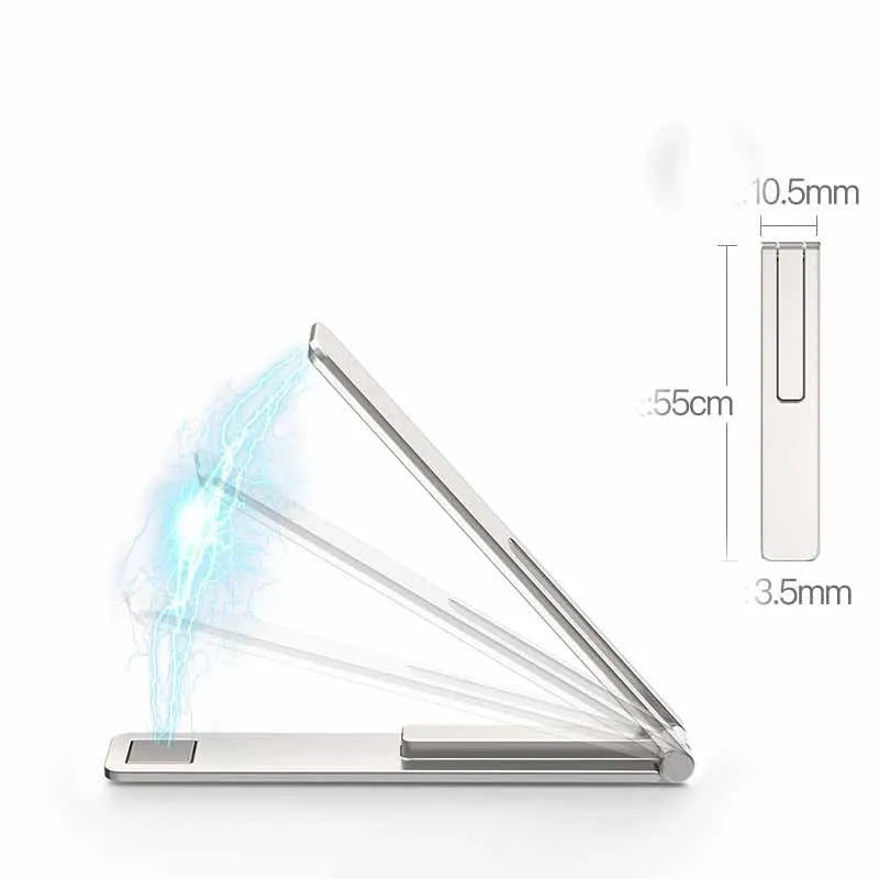 L Shaped Tablet Stand Mobile Phone Holder Foldable Aluminium Alloy Compatible with Apple iPhone iPad Holder Bracket Durable Stable Mini Desktop Support Silver Black