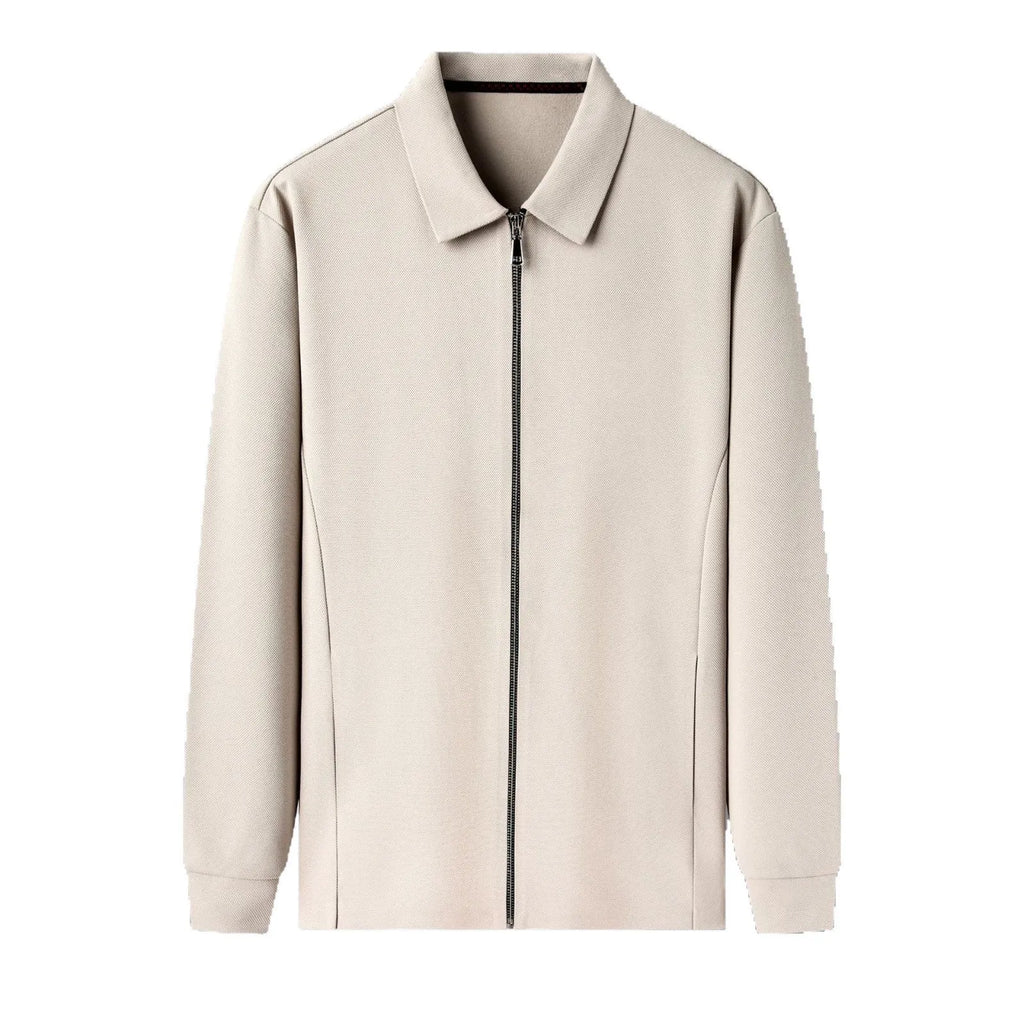 Men's apricot coloured casual business jacket with straight hem and long sleeves.