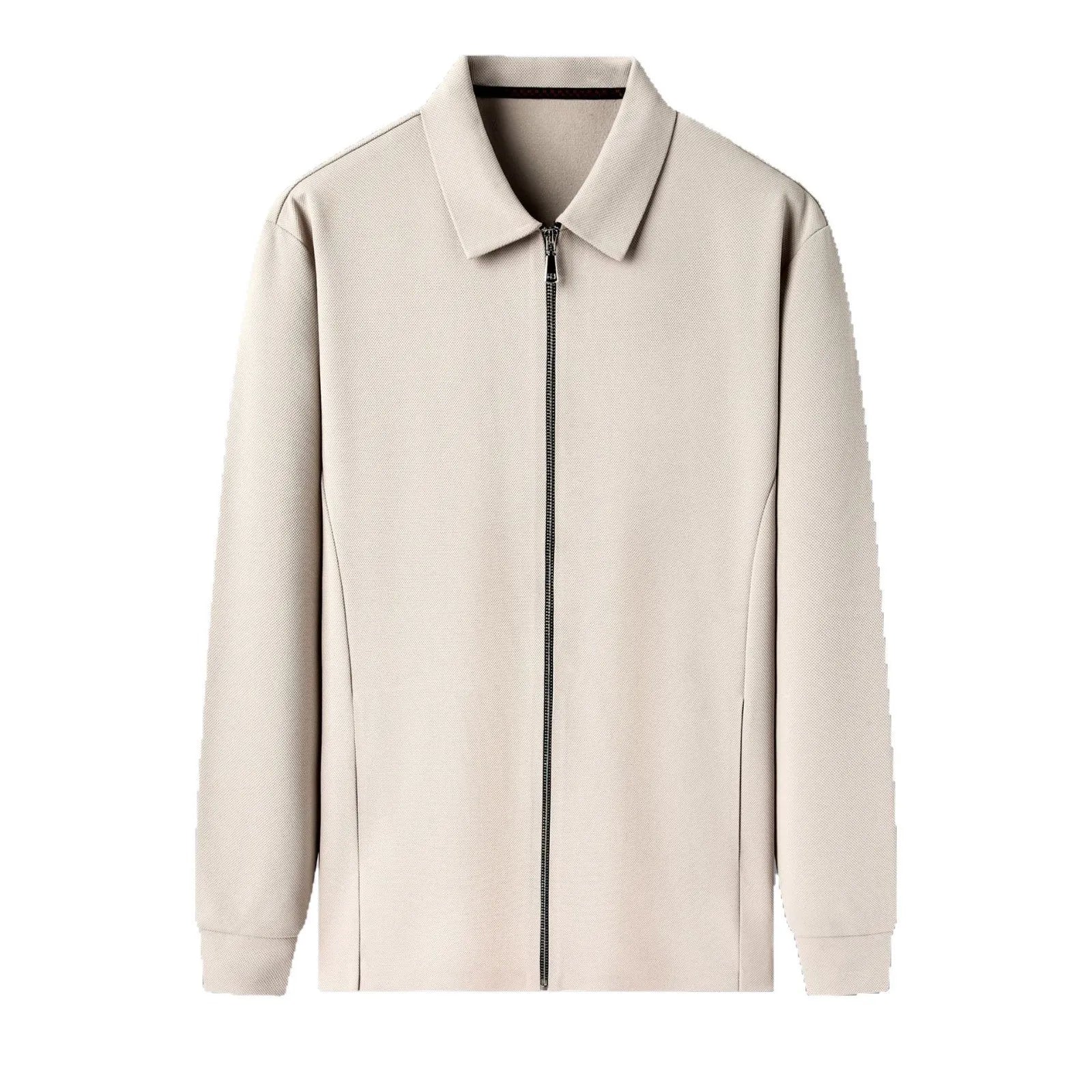 Men's apricot coloured casual business jacket with straight hem and long sleeves.