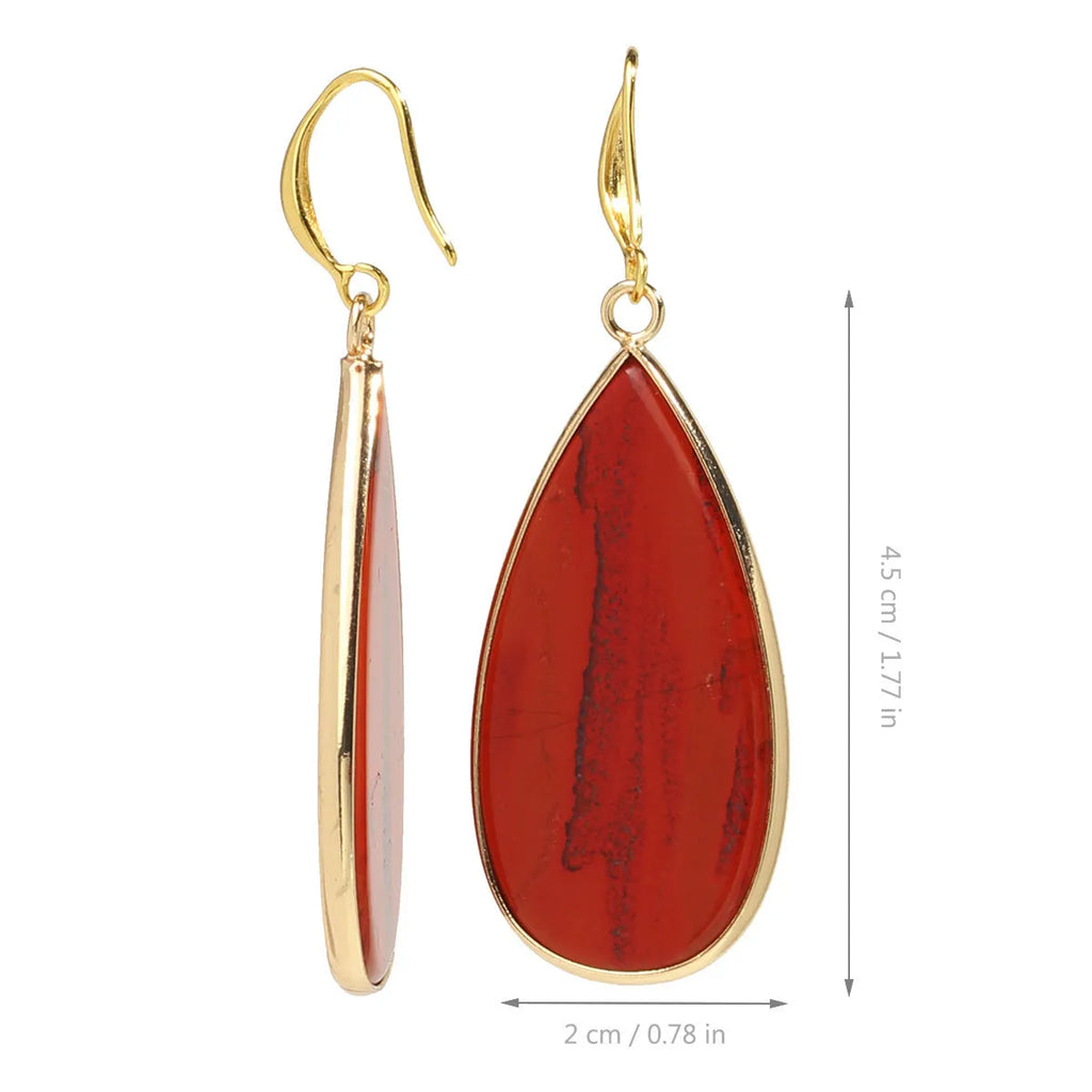 Vintage stone drop earrings in Tigereye with manual craftsmanship and water droplet shape