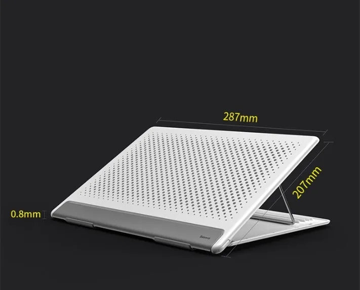 Dongdong portable alloy notebook stand in black on a desk under a laptop