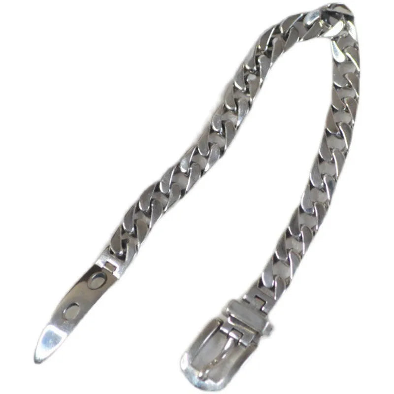 Women's 925 sterling silver geometric chain belt bracelet platinum plated 21cm length 6mm width SL0560