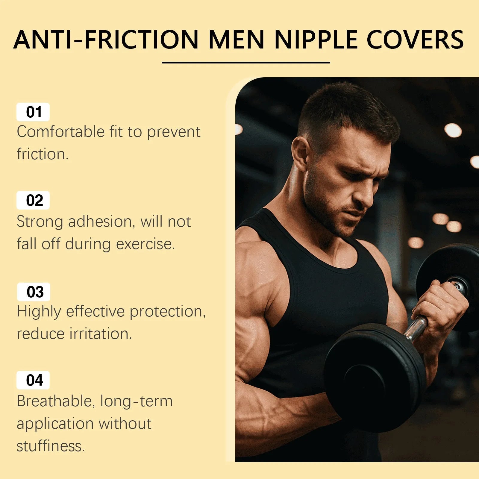 Men's sports anti friction chest patch pack of 50 pieces for running chafing protection