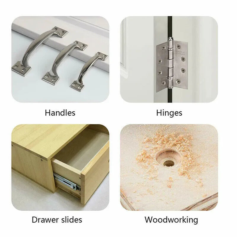 Black high speed steel woodworking hinge drill hole locator with hexagon handle for door and window hinge installation