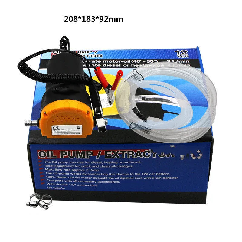 12V DC electric oil pump with aluminium alloy body and red and black wires for battery connection