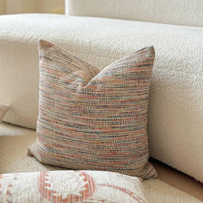 American-style yarn-dyed jacquard sofa pillow with paisley pattern showing plant and flower details