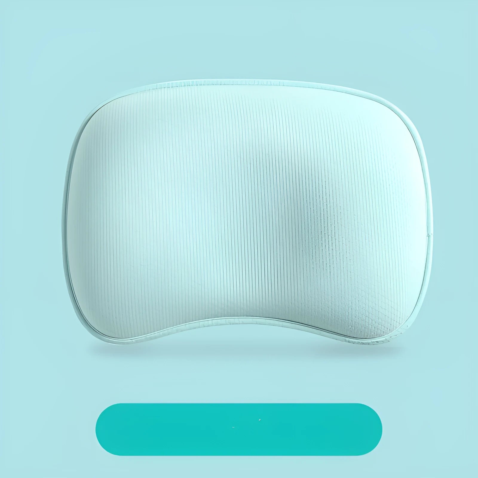 Sunveno baby head shaping pillow in blue with groove shape, corn fibre filling, 31x23cm, on white background