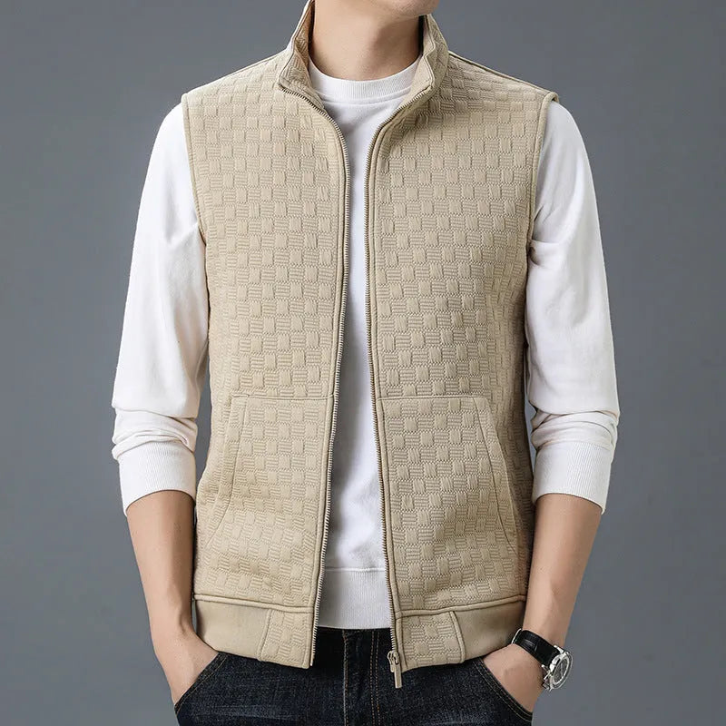 Casual sleeveless waistcoat vest in a cardigan style, shown in a neutral colour from the available selection.
