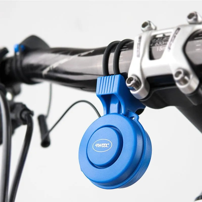 TWOOC T-002 bicycle charging speaker electronic horn mounted on handlebar, black colour, with wired switch and rubber strap