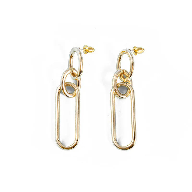 Sterling silver geometric hoop earrings with ring and line detailing