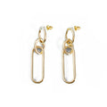 Sterling silver geometric hoop earrings with ring and line detailing