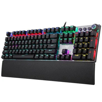 F2088 mechanical keyboard with 108 keys, wired USB, detachable hand rest, black colour