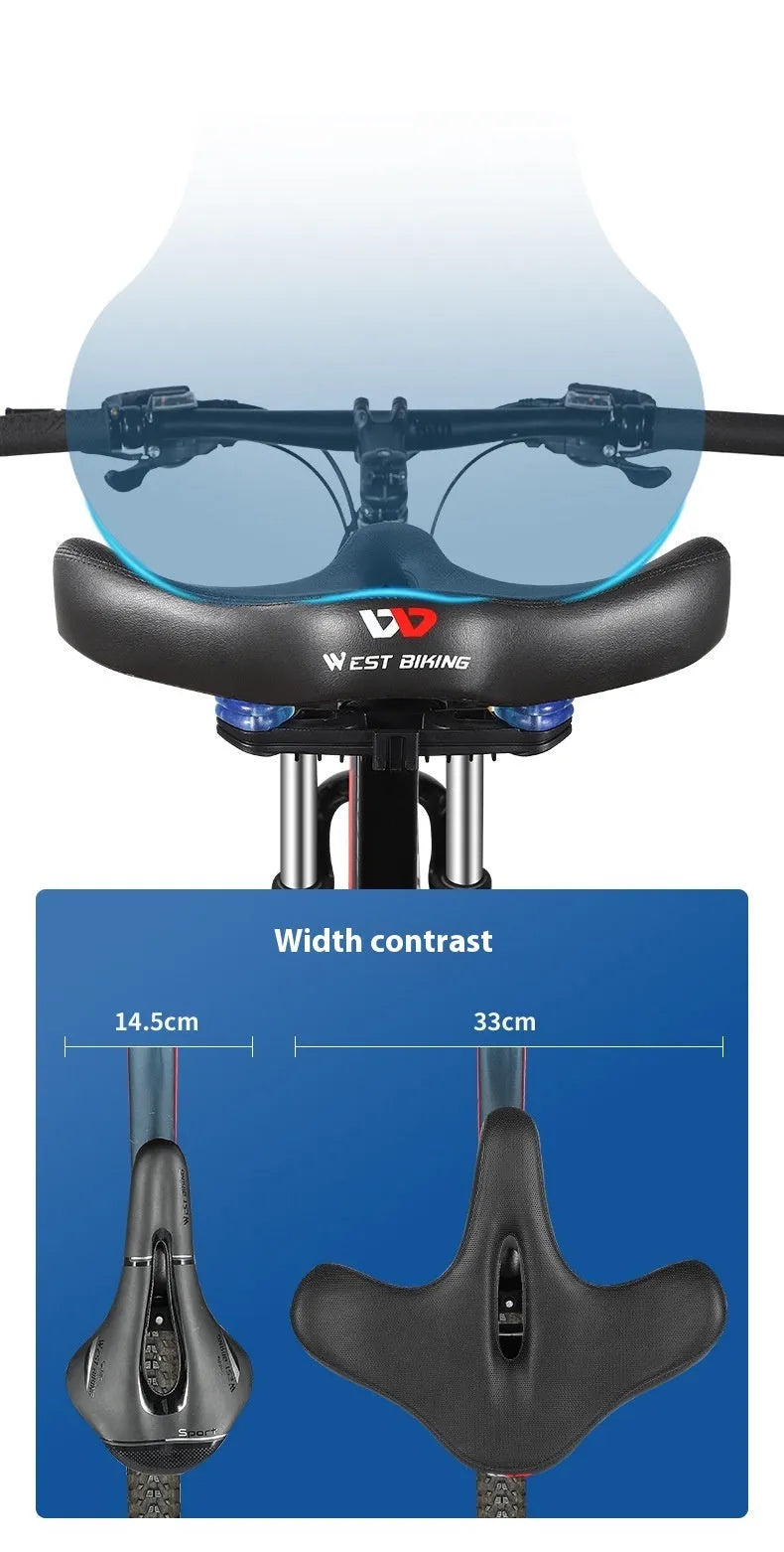 Black bicycle saddle cushion made from leather and polyurethane foam for shock absorption