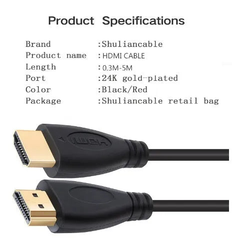 Gold-plated HDMI cable with multiple length options for HDTV and gaming console connections