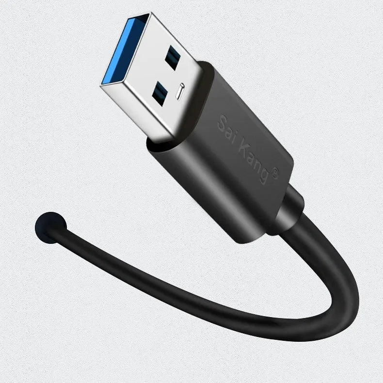 Black USB 3.0 and 2.0 male to female extension cable with double-layer shielding.