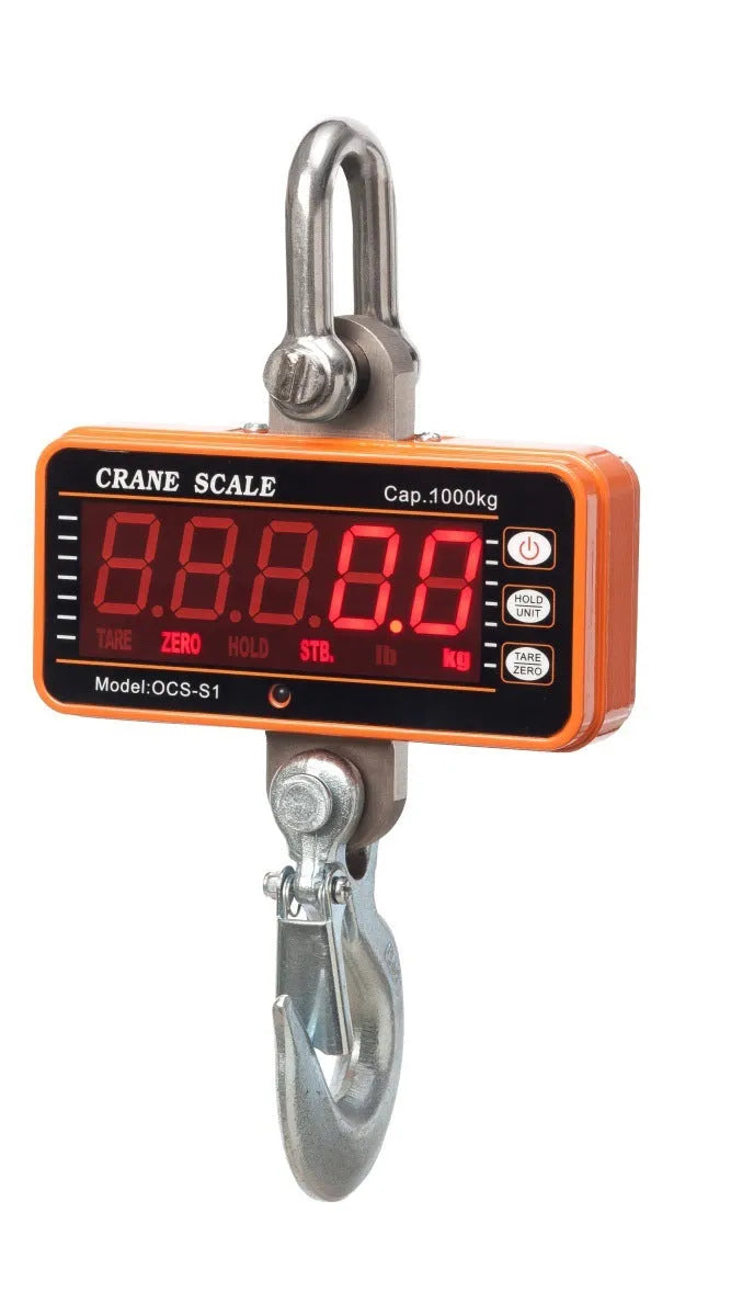 Orange electronic crane scale with digital display for 500kg industrial weighing