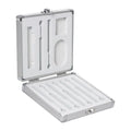 Silver aluminium storage box for soldering irons with compact dimensions