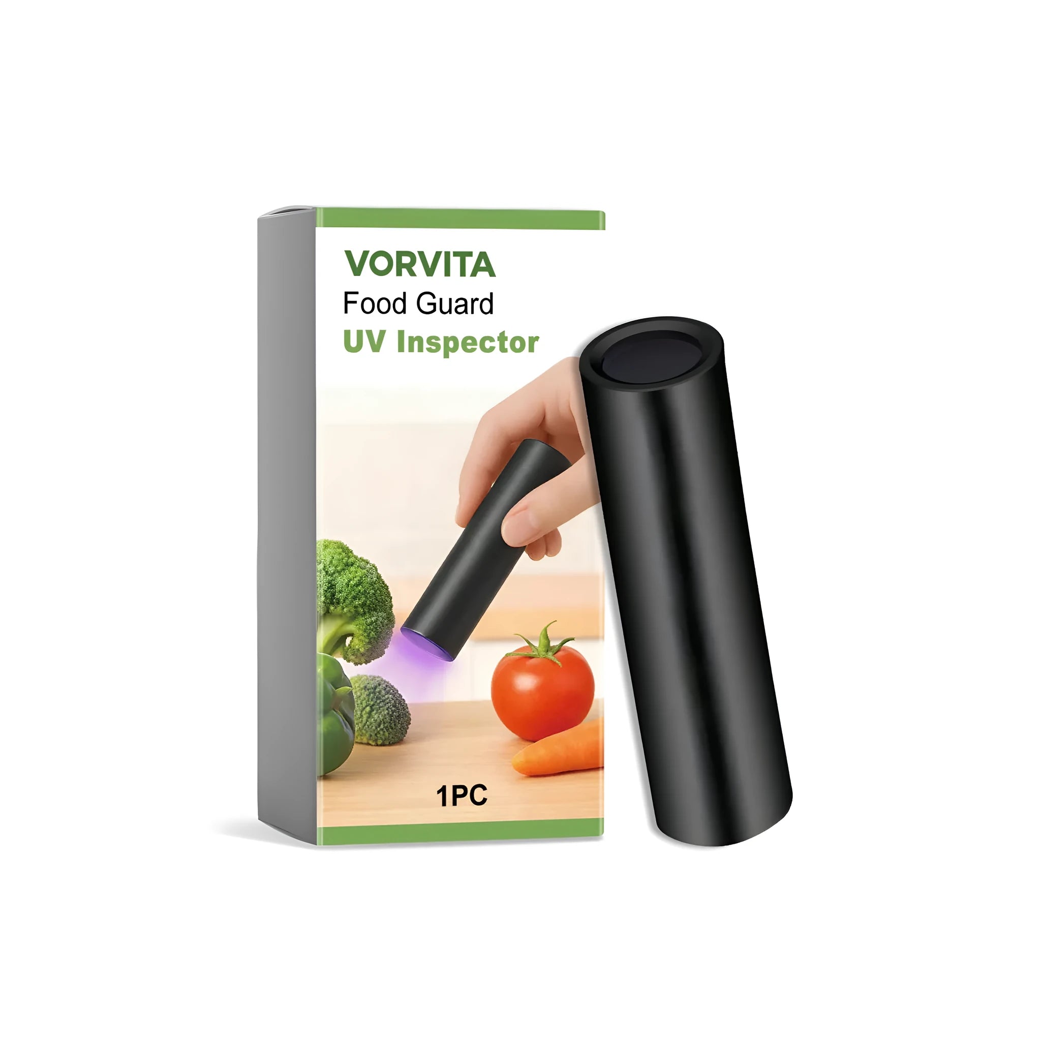 Ultraviolet detector for food protection with plastic casing, single unit