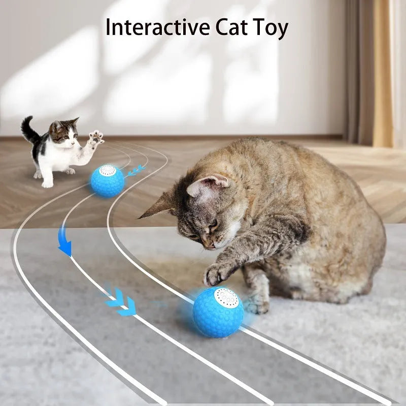 Smart remote control cat toy with rolling ball in blue, green and yellow colour options