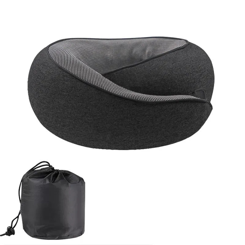 U-shaped memory foam travel neck pillow in one of four colours with storage bag