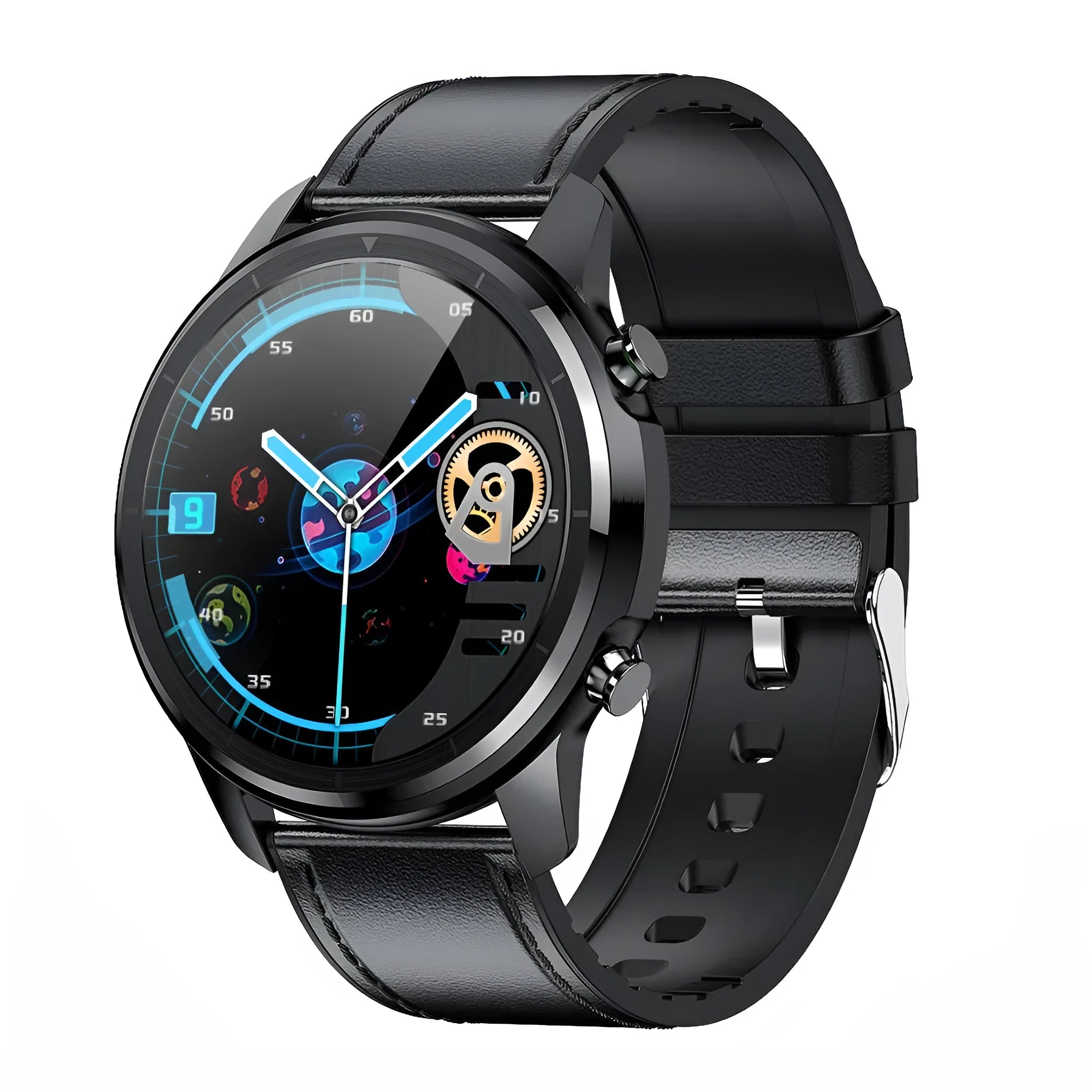 LEMFO LF26 smart bracelet on wrist showing 1.3-inch display, with touch and button controls, in a Brown Silver finish.