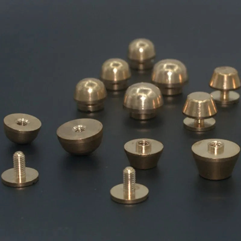 Brass decorative shoe buckles in round and bucket foot nail designs
