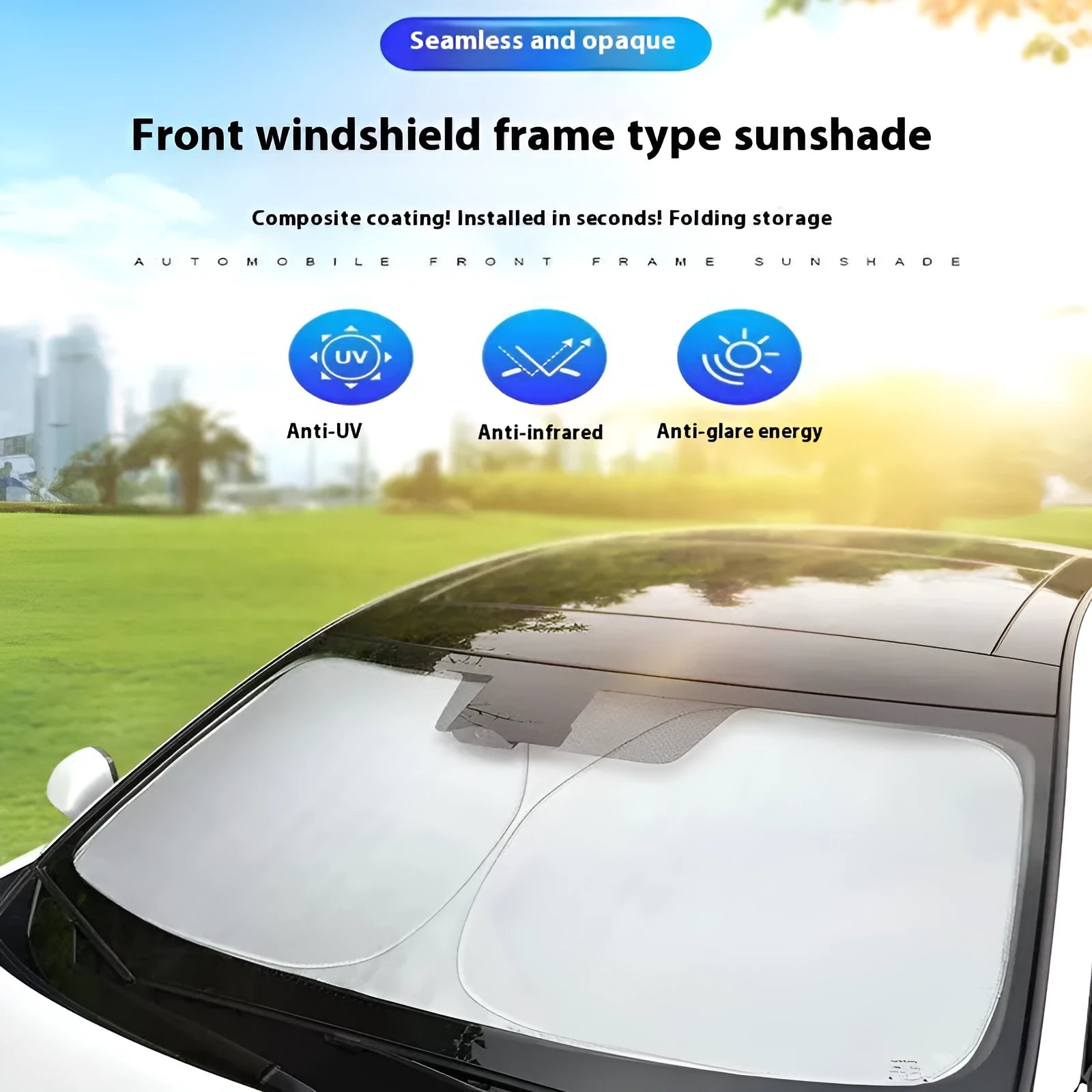 Titanium silver aluminium foil car windscreen sunshade for heat insulation