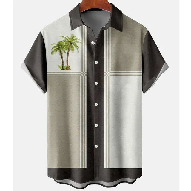Men's slim fit floral print short sleeve shirt in polyester available sizes S to 5XL