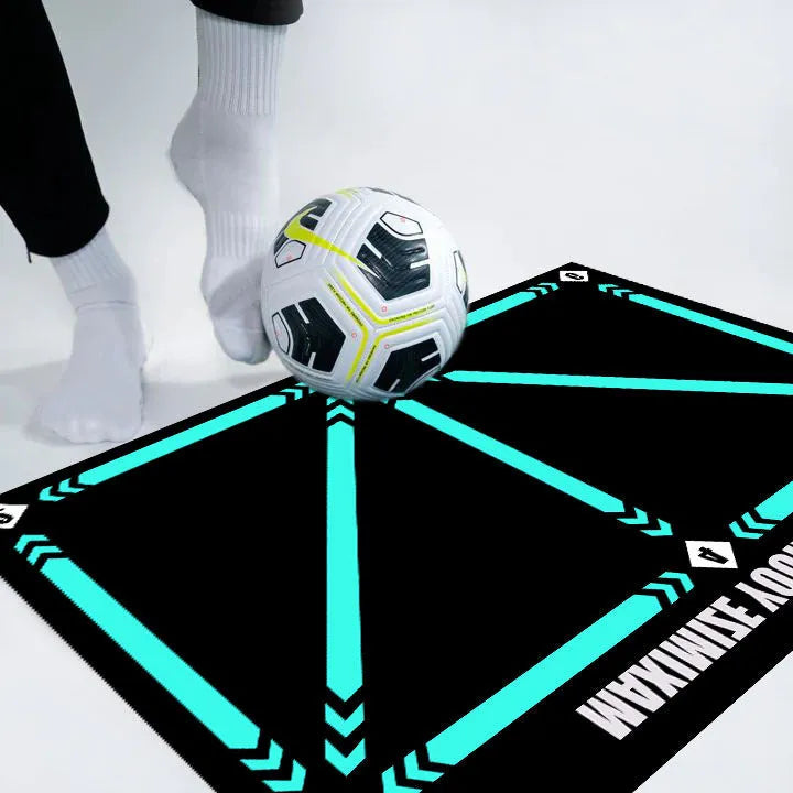 Football training mat in cushion colour for indoor skill practice with rubber construction