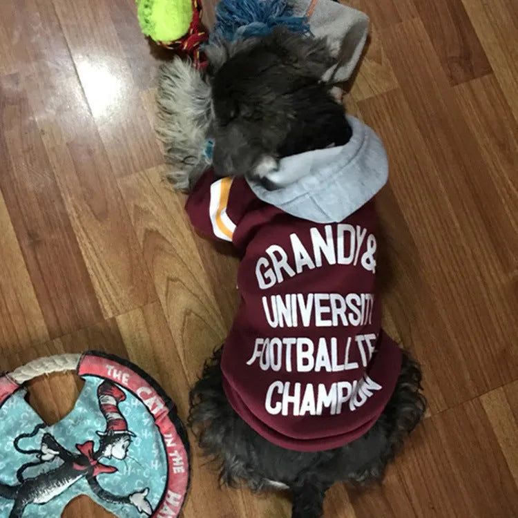 Pet fleece sweater in red with cotton-polyester blend, available in multiple sizes from XS to FB