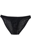 Men's black low-waist nylon briefs with quick-drying ice silk fabric