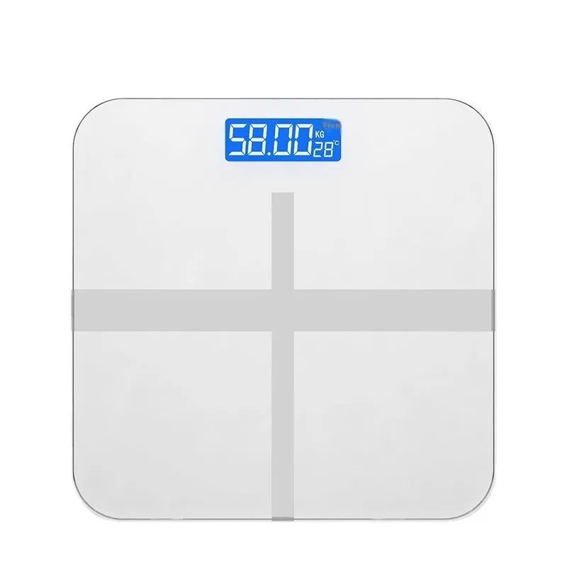 Household body weighing scale in Cross Ice Crystal White colour with 26x26 dimensions and USB charging capability