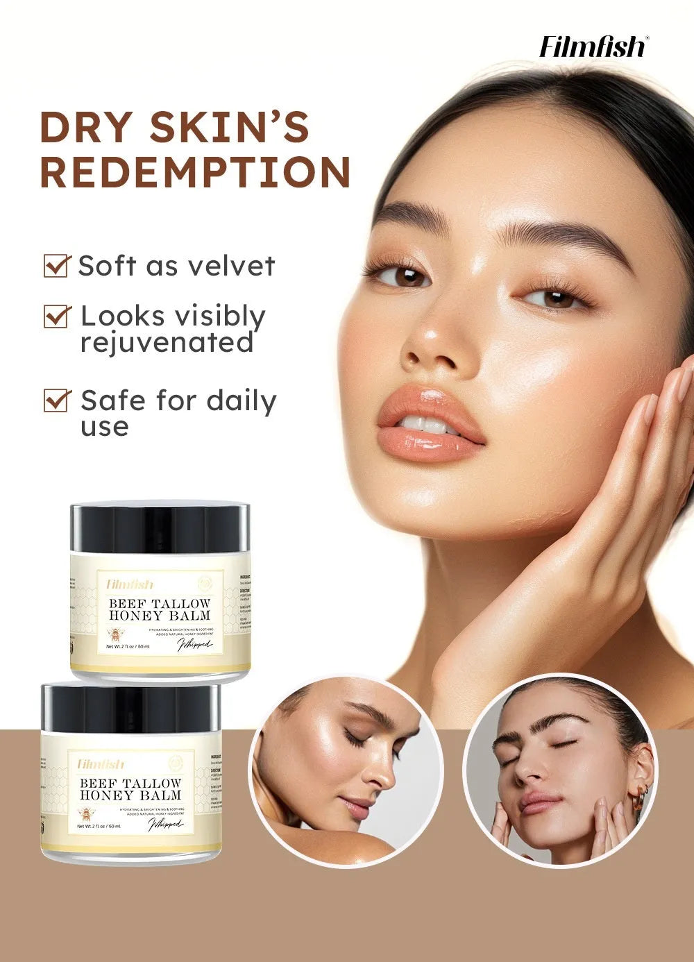 60ml honey moisturiser body cream container with refreshing nourishing skin care label