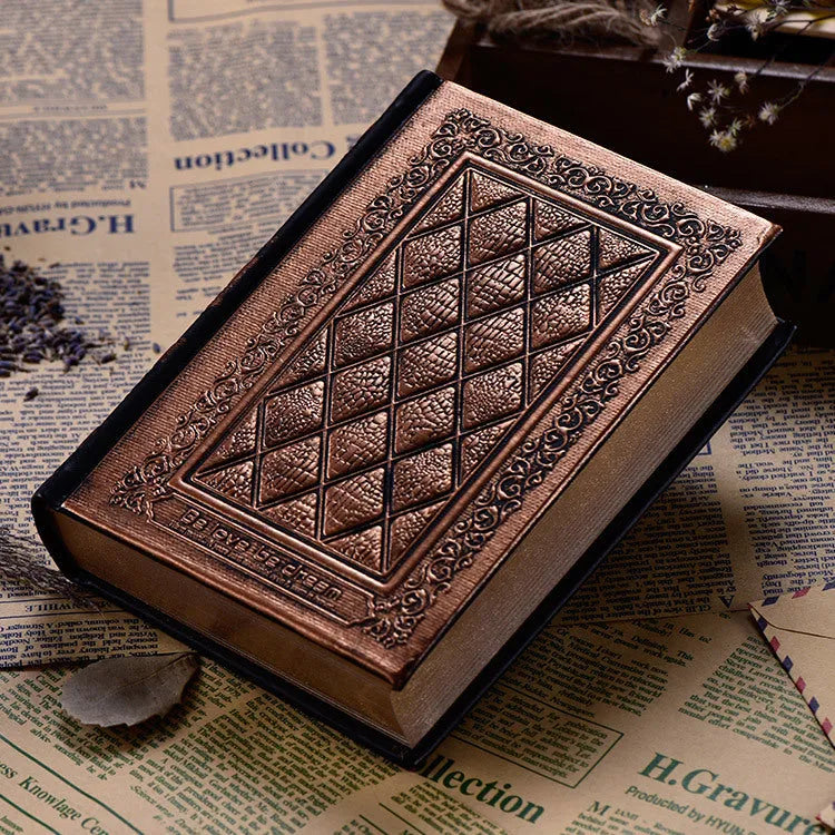 A5 embossed faux leather notepad with a super thick 3D cover in bronze colour.