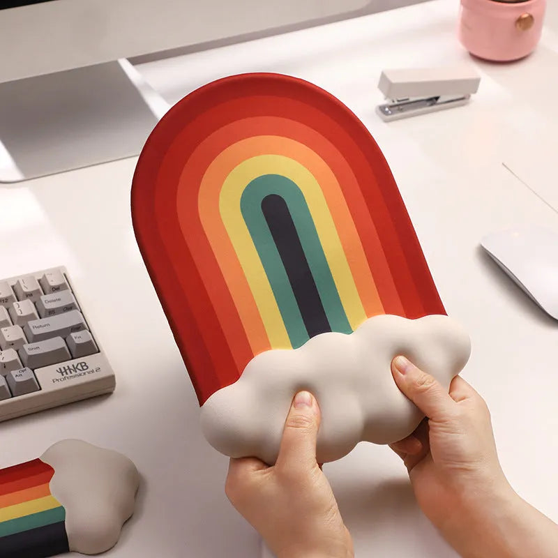 Silicone wrist rest mouse pad and keyboard support set with cloud pattern design