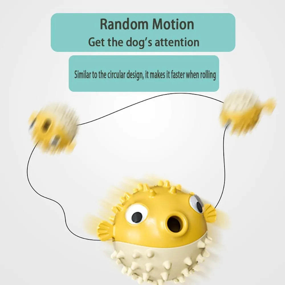 Green fish-shaped interactive dog toy with textured surface for medium and large dogs