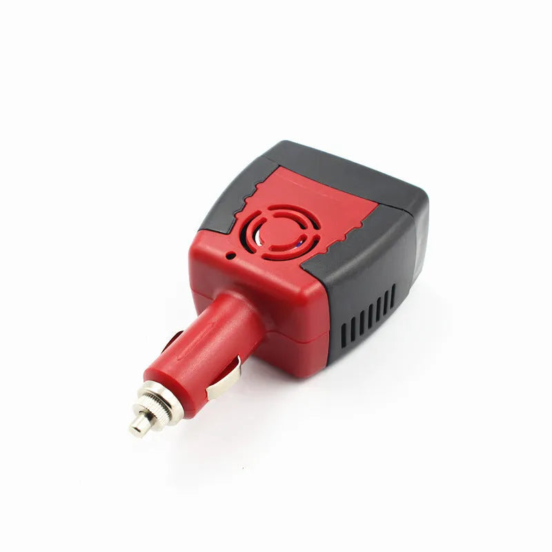 150W car power inverter 12V to 220V converter black and red plastic with USB output