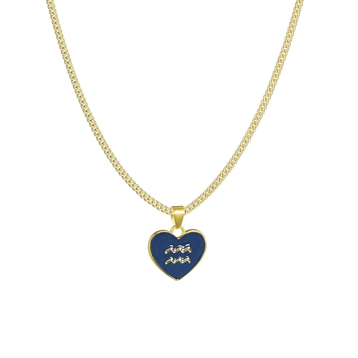 12 constellation love necklace with heart-shaped pendant and bamboo chain in a zodiac colour option