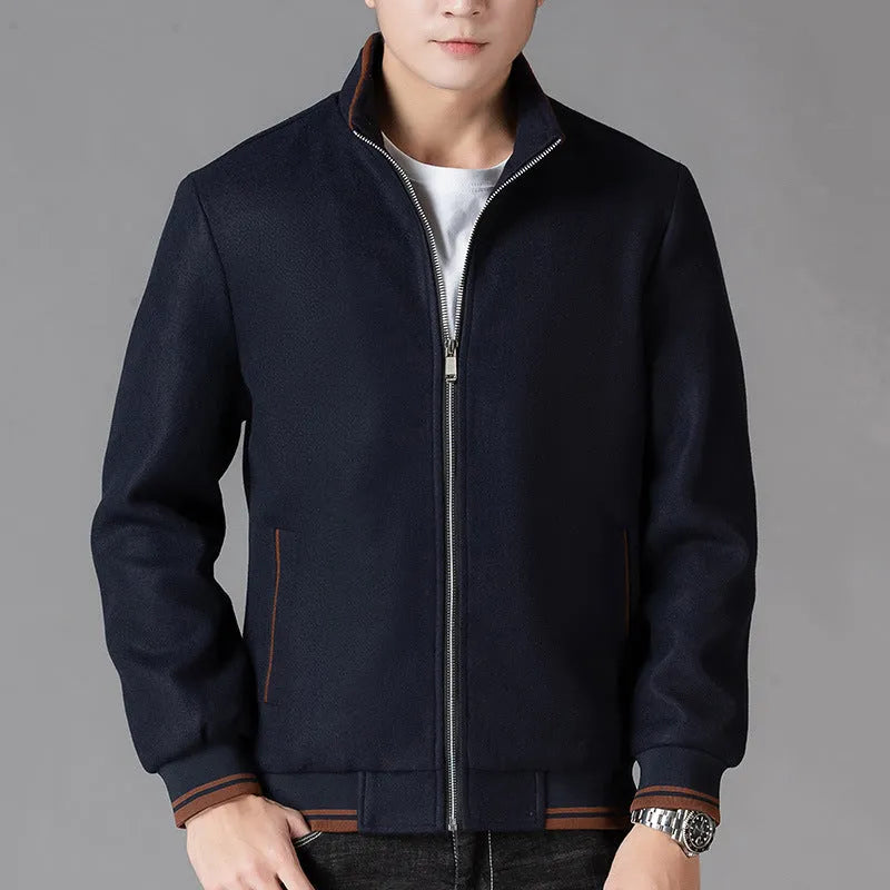 Men's grey sports-style fleece jacket with long sleeves and stick pockets