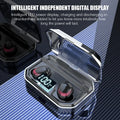 Black X10 Bluetooth wireless headset and its matching charging case on a solid background.