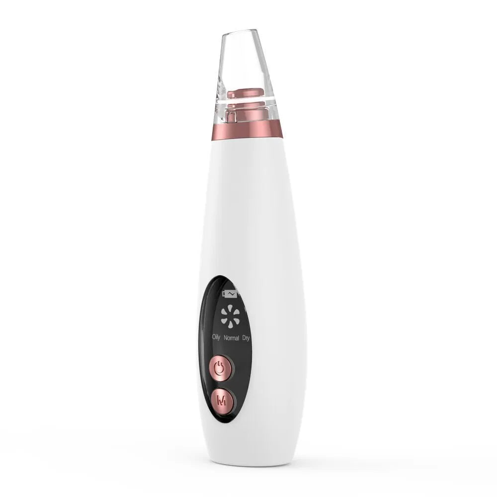 White blackhead pore vacuum cleaner with microcrystalline tip for nose and face cleansing, USB rechargeable
