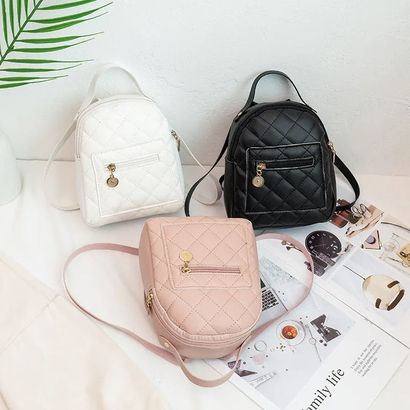 Korean style girls' embroidered backpack in vertical square shape with hard case construction