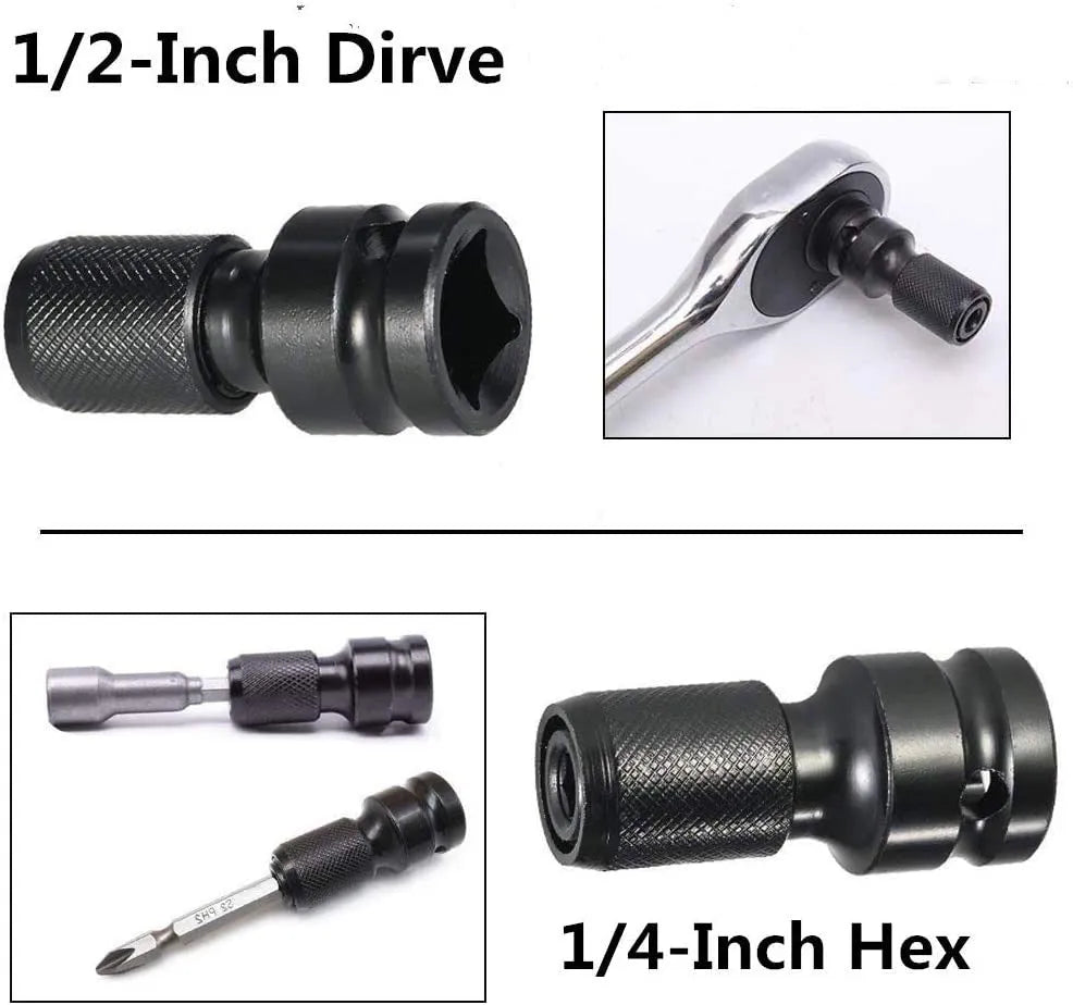 No. 45 steel scaling bit holder with telescopic sleeve for electric wrench drive conversion.