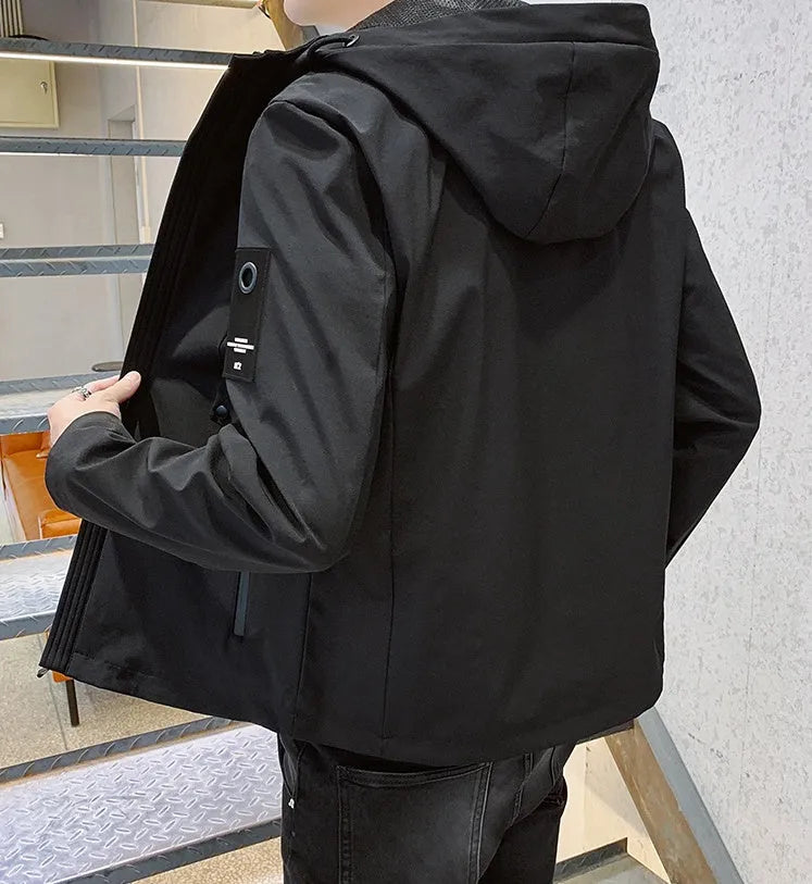 Men's chemical fibre blend jacket with full zip in Black colour option