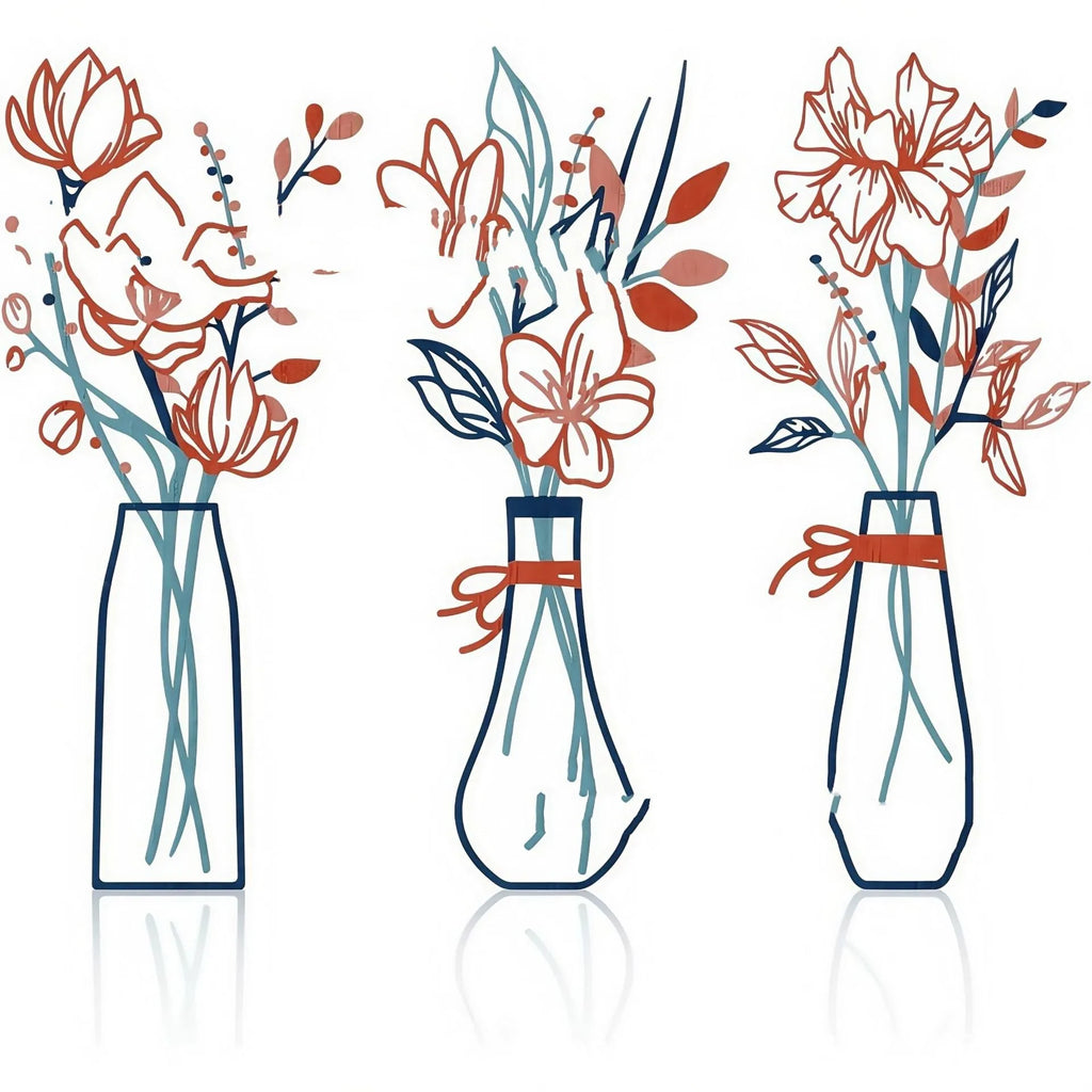 Set of three metal flower wall art decorations in modern style for country or farmhouse interiors.