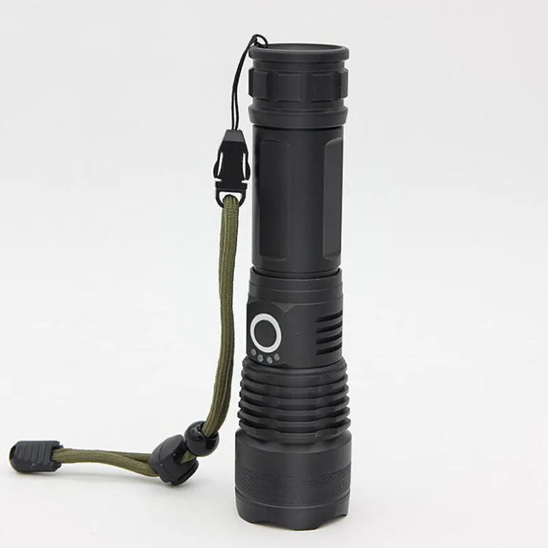 USB charging Zoom P50 flashlight with XHP50 bulb, telescopic zoom, aluminium shell, waterproof, drop-resistant, five light modes
