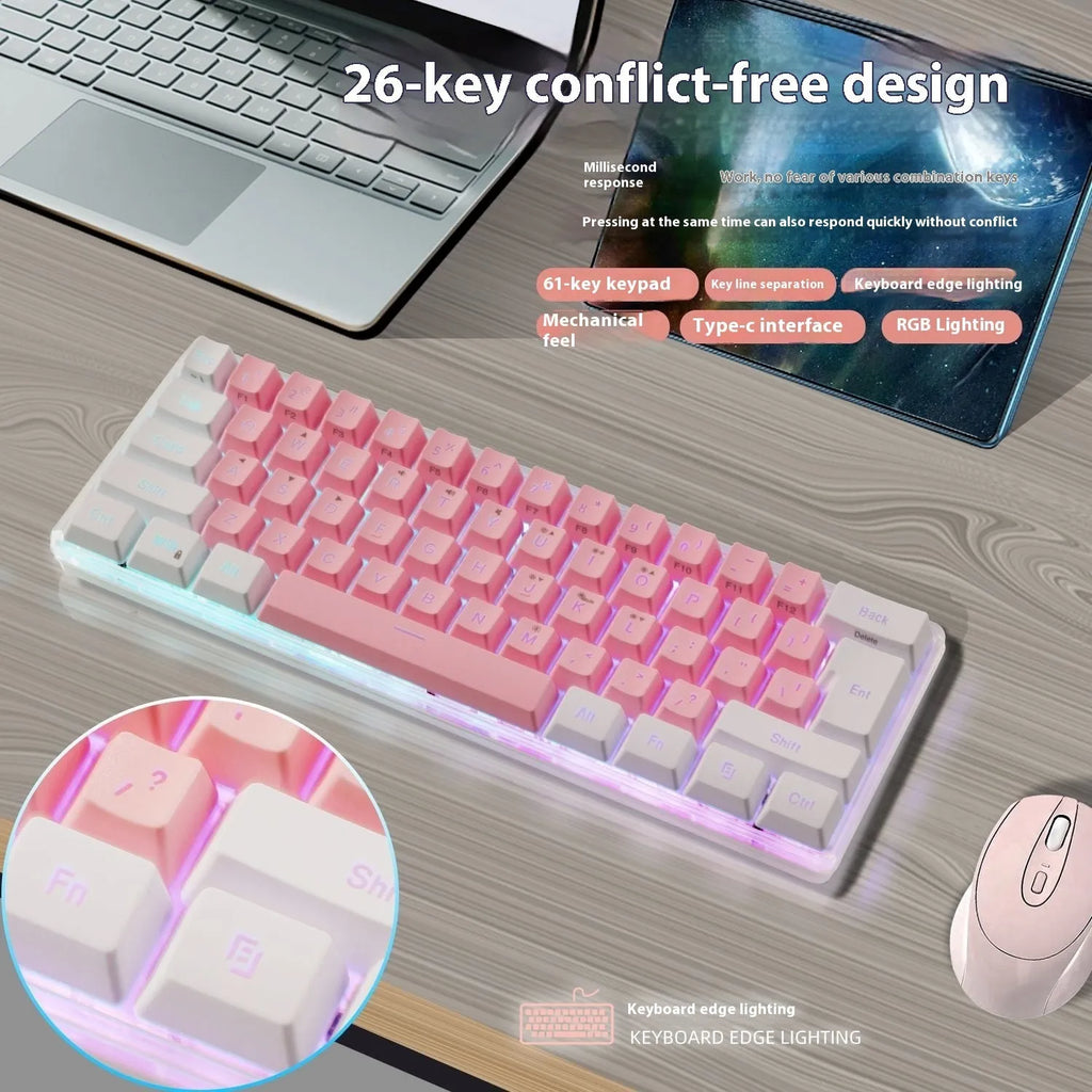 Compact RGB keyboard with wired USB cable and ABS casing, 30x11x2.5cm, in black with backlit keys